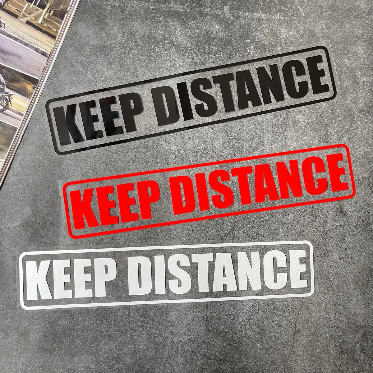 

1pc KEEP DISTANCE Car Sticker - Reflective Vinyl Safety - High Visibility Warning Decal for Vehicles, Motorcycles, Trucks