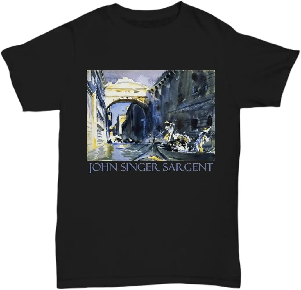 The Bridge of Sighs Venice by John Singer Sargent - Unisex Tee Black  Cotton Luxury brand vintage oversized