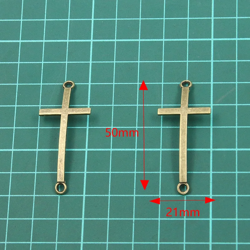 10pcs 21*50mm 2 Color Cross Connectors Charms Pendants For DIY Jewelry Handmade Making Accessorie