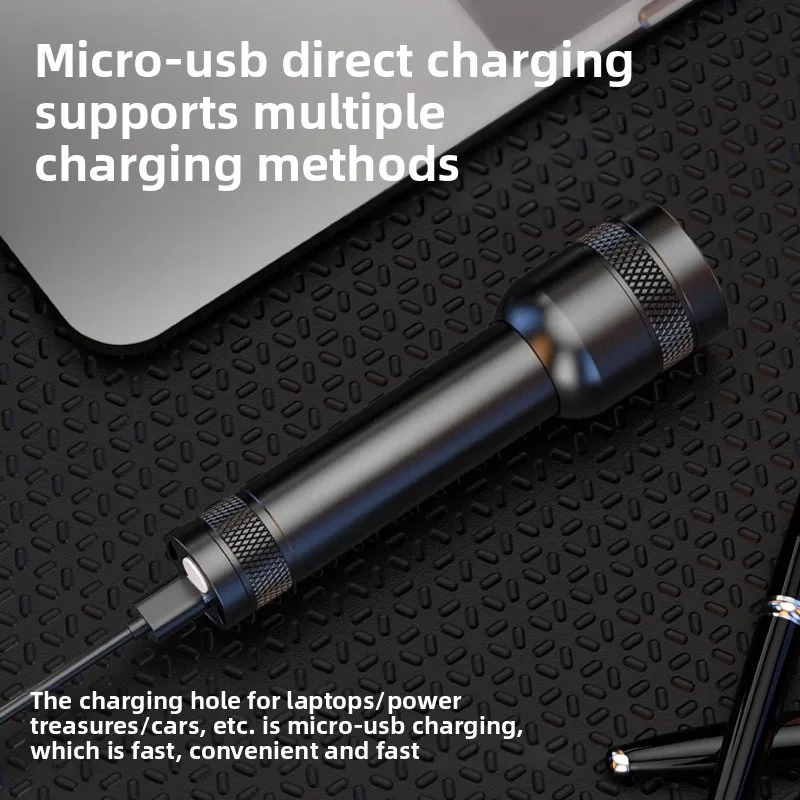 مصباح يدوي قوي للشحن، مصباح يدوي صغير خفيف الوزن مقاوم للماء للاستخدام الخارجي في الهواء الطلق مصباح المحمولة