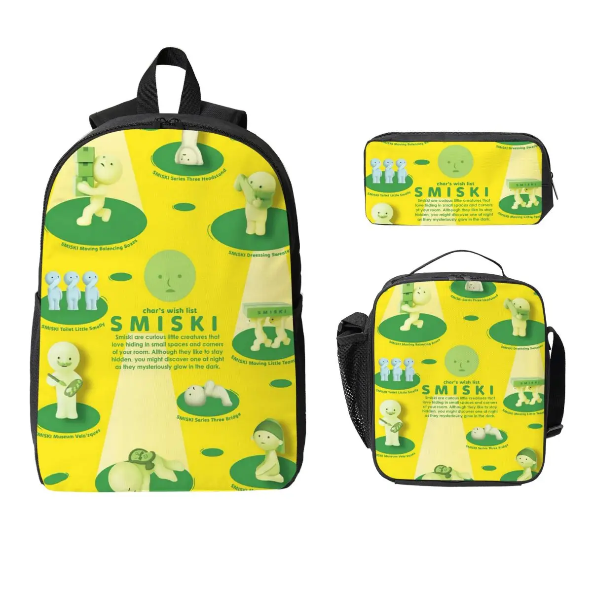 

Smiski Backpack Student Boys Girls BookBag School Bag Computer Shoulder Bags 3ps Insulated Lunch Bag Pencil Case
