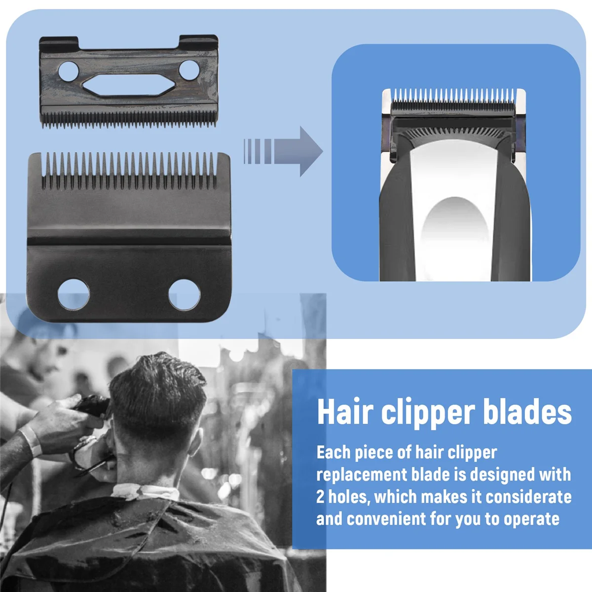 1 Juego de cuchillas de repuesto para cortadora de pelo, cuchillas ajustables para cortadora de pelo, compatibles con Wahl 8148, 1919,8591, 8504, 2241