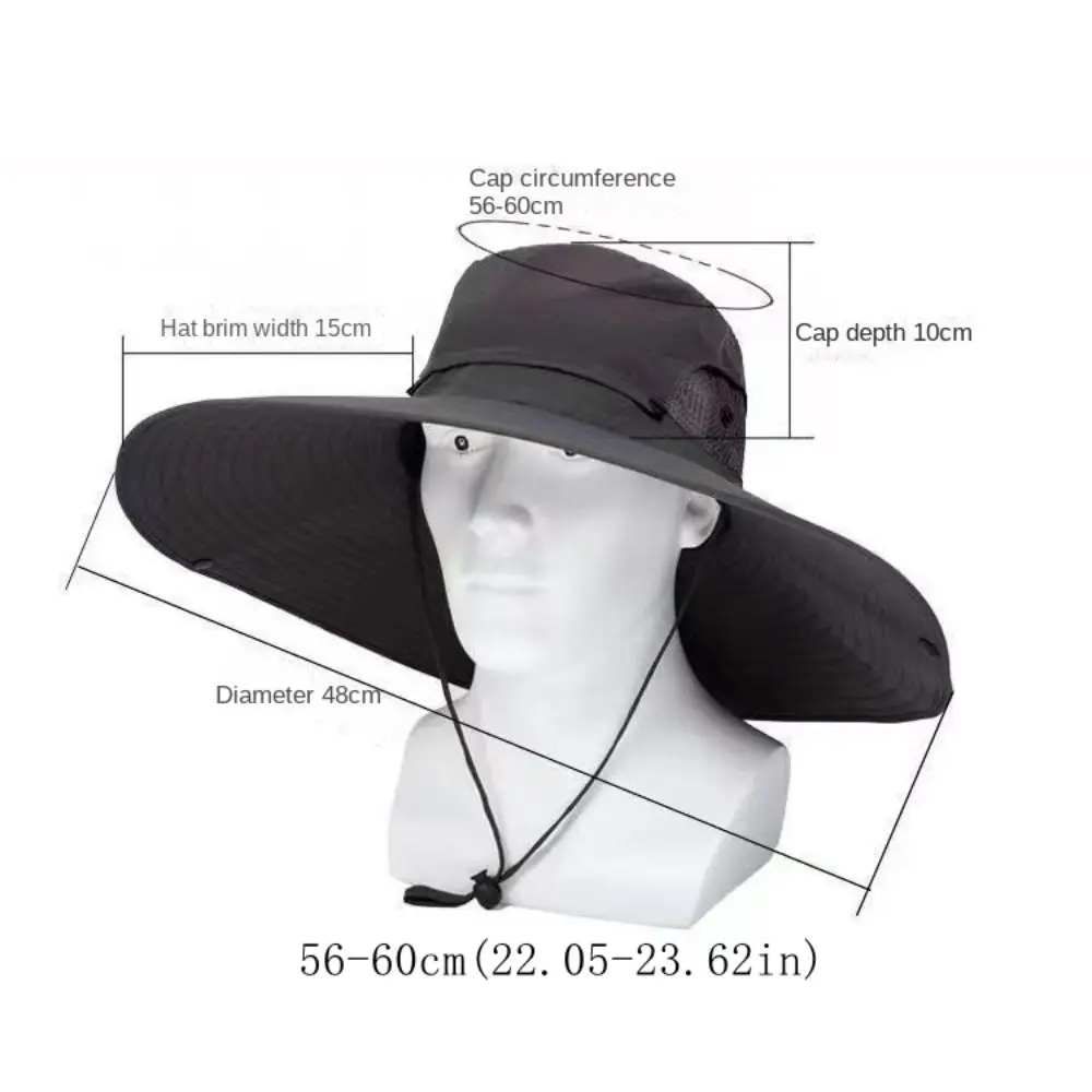 Sombrero de cubo plegable de ala ancha para hombre, sombrero de protección solar de malla de poliéster, sombrero de playa Anti-UV de verano para mujer, senderismo