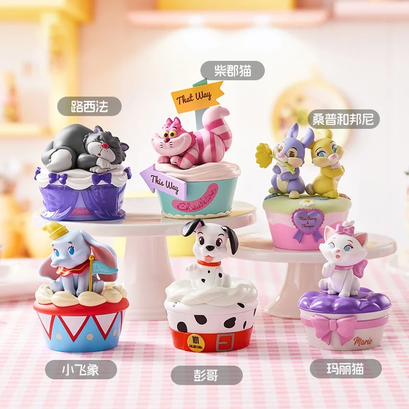 Disney-Periféricos Personagem Cup Cake Series Blind Box, Boneca Bonito, Desktop Ornamentos, Figuras Caixa De Armazenamento, Presentes de Aniversário