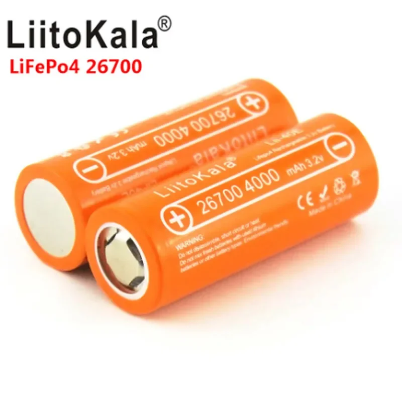 

100% LiitoKala 3.2V Lifepo4 Lii-40E 26700 4000mAh Rechargeable Battery for light solar warning light microphones