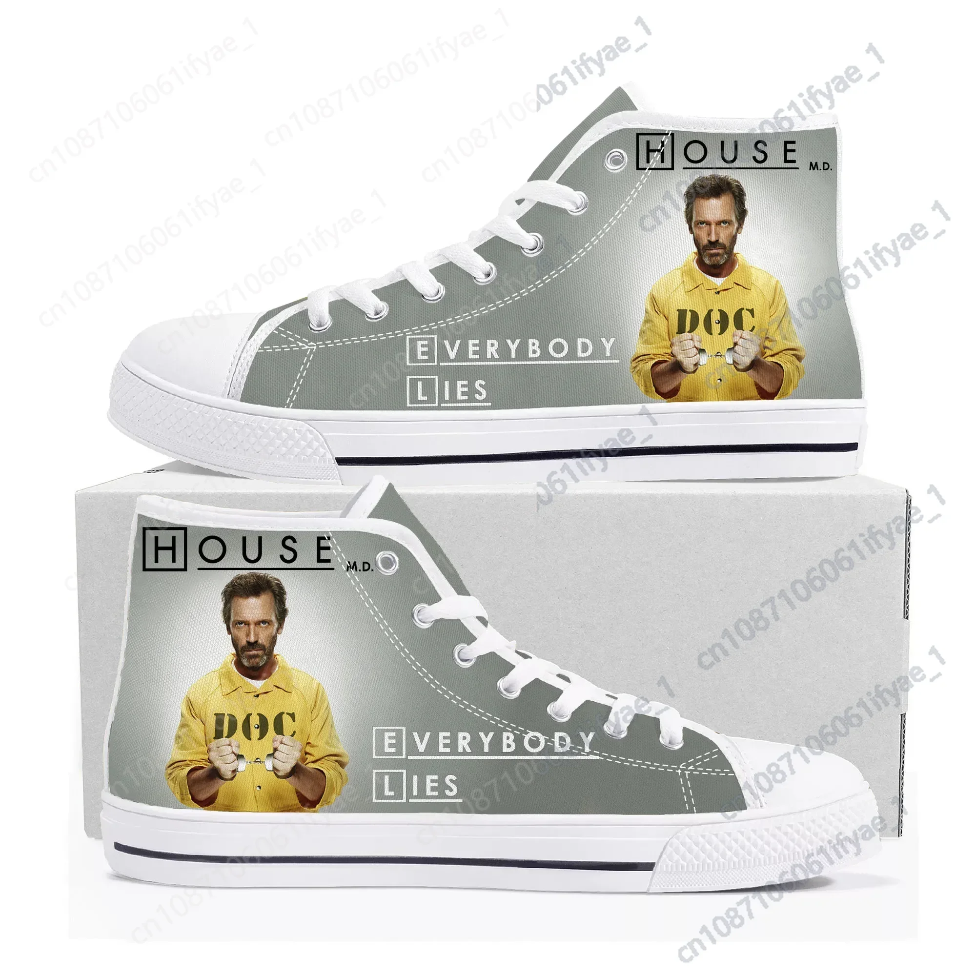 

House M.D. High Top Sneakers Mens Womens Teenager High Quality Hugh Laurie Canvas Sneaker couple Shoe Casual Custom Made Shoes