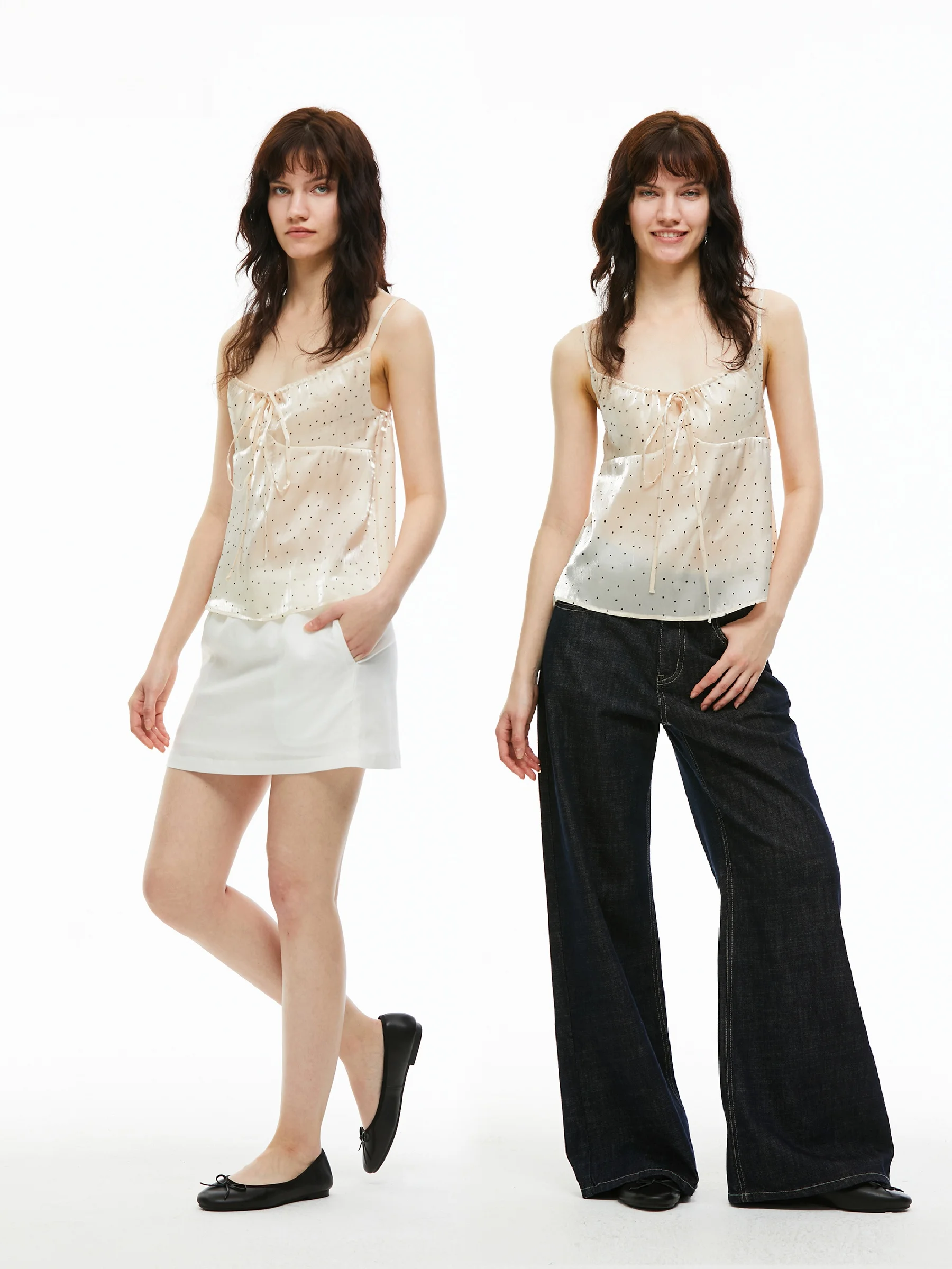 

Ретро-топ на бретельках из тюля в горошек с регулируемыми лямками, повседневный, свободного кроя, женский, модный, из полиэстера, лето 2026