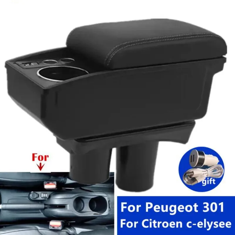 For Peugeot 301 Armrest box For Citroen c-elysee Car Armrest box Storage Box cup holder Dedicated Retrofit Car Accessories