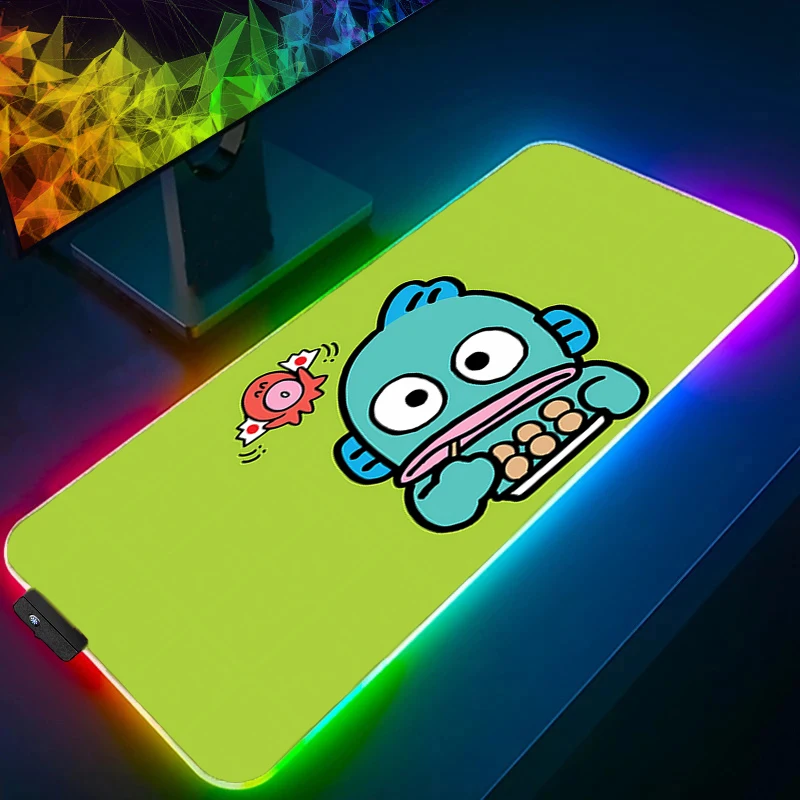 لوحة ماوس RGB Hangyodon أكبر حافة Kawaii بيضاء خلفية سرعة الكمبيوتر لوحة المفاتيح LED حصيرة مكتبية ملحقات الألعاب لوحة الماوس #2