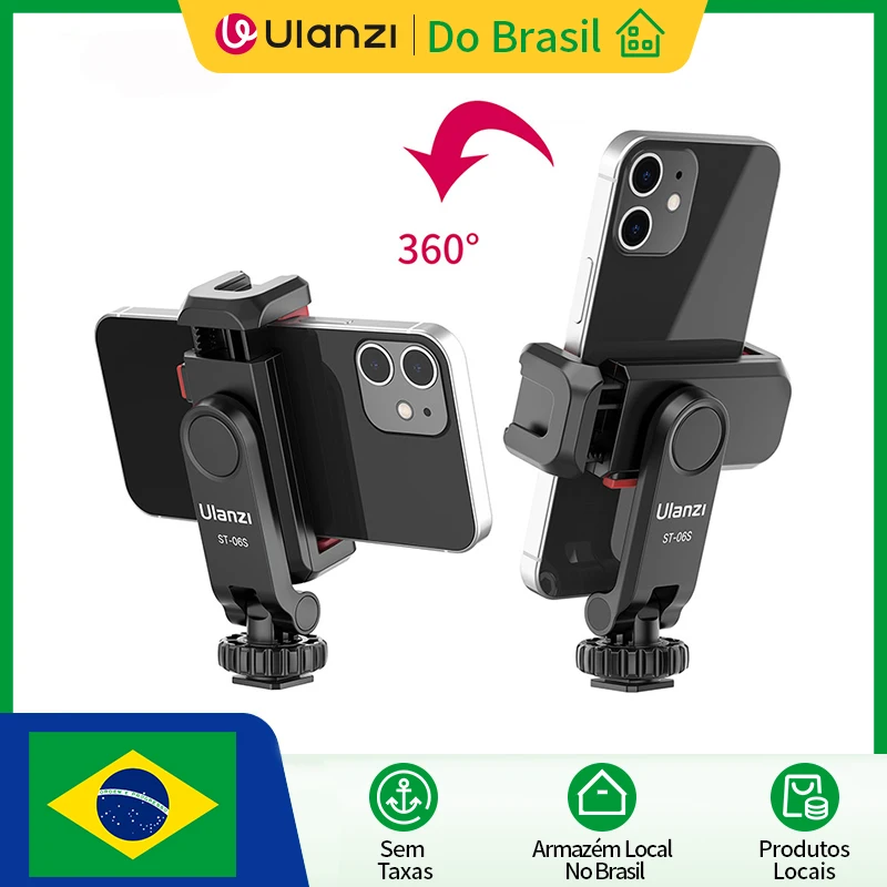 Ulanzi ST-06S عمودي اطلاق النار الهاتف جبل حامل DSLR شاشة كاميرا جبل ترايبود جبل المشبك للهواتف الذكية فيديو مدونة فيديو