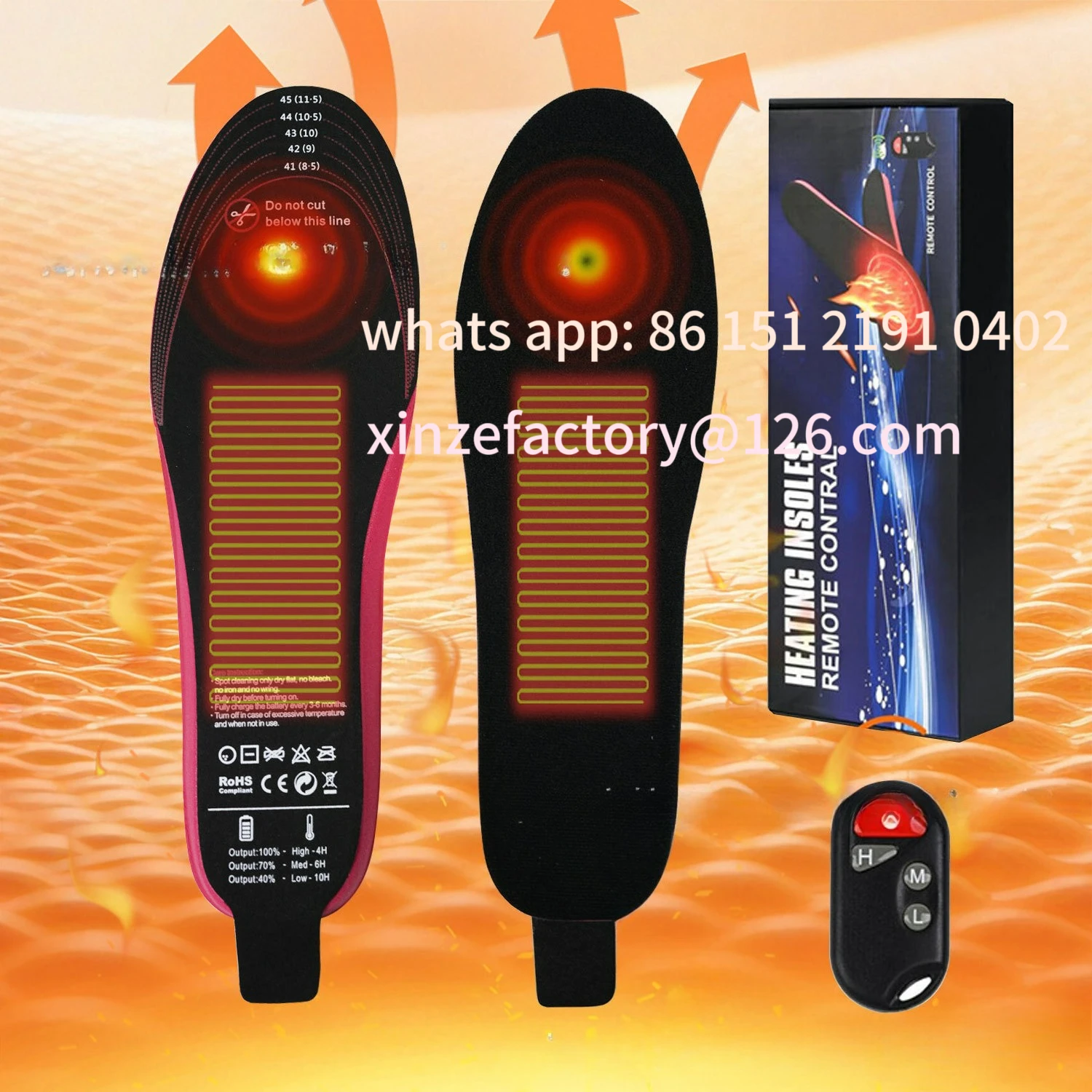 

Customizable control three-speed electric heating insole USB charging heating insole winter ski warm insole foot warm treasure