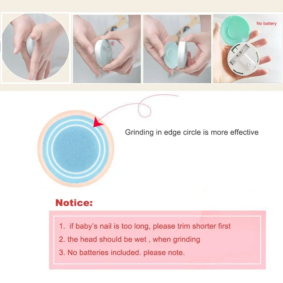 Electric Baby Nail Trimmer Newborn Nail Clipper Cutter with 3 Head Kid Nail Polisher Tool Infant Manicure Scissors Hygiene Kit