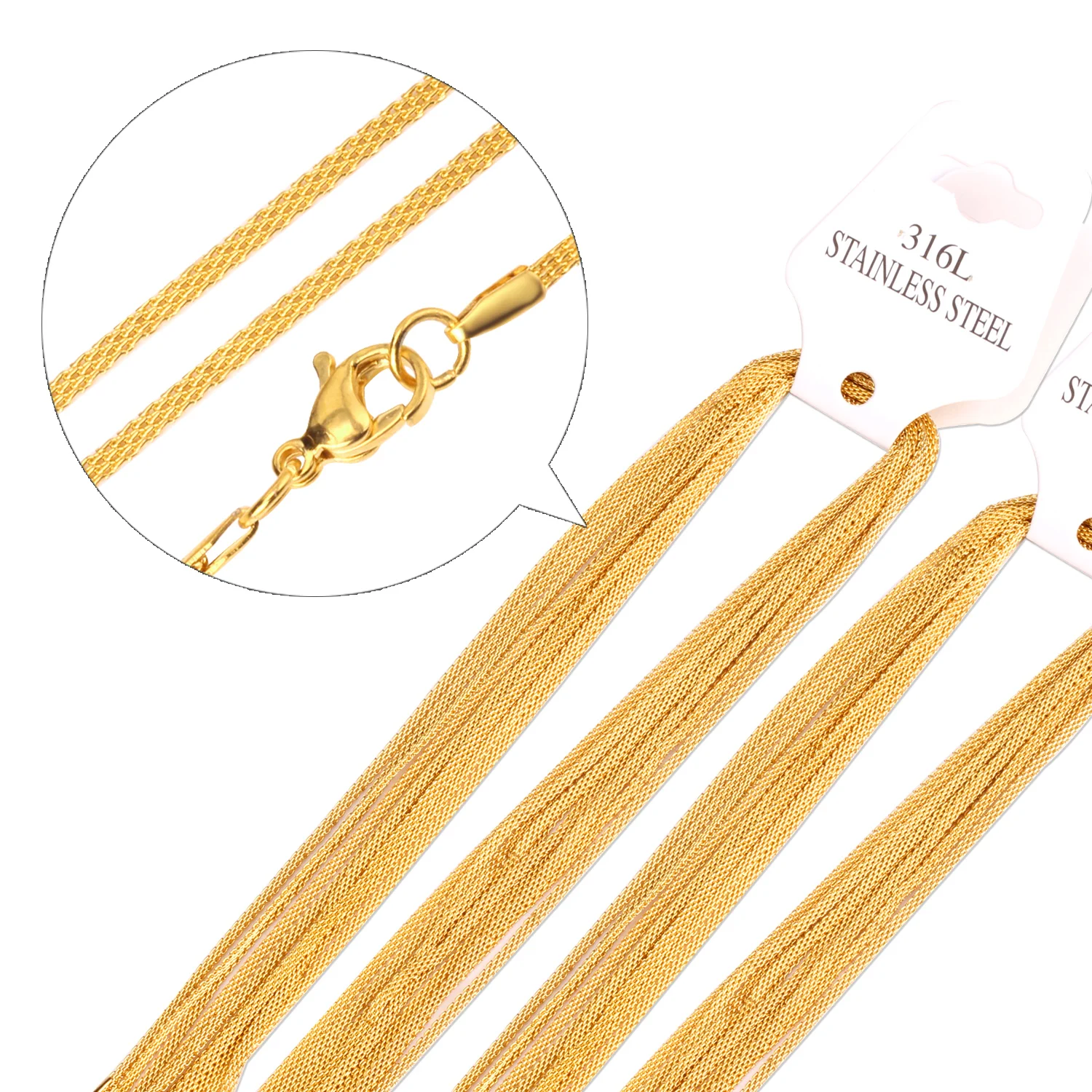 ASONSTEEL 10pcs/Lot Flat Link Chains Necklaces Women Men Gold Color Stainless Steel No Fade Jewelry Chokers Collars Boho Fashion