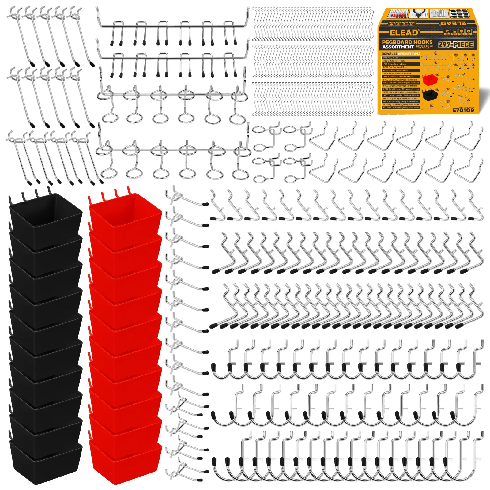 297Pc Hole Plate Hook Set, Multi-functional Square Hole Nail Plate Hook Combination