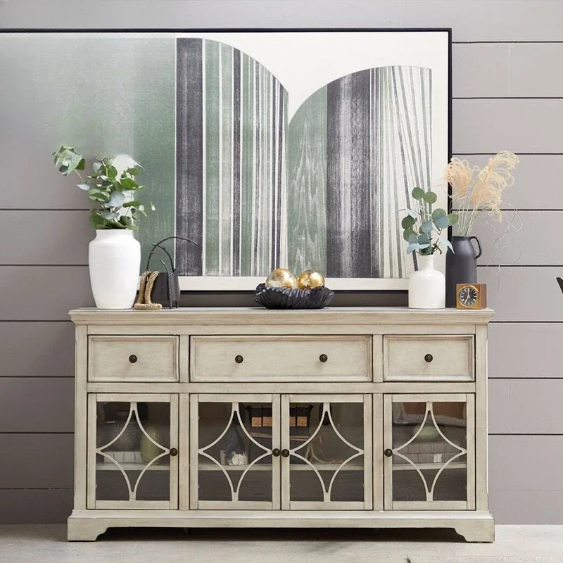 سلسلة الملكة، خزانة جانبية من خشب البلوط الأبيض القديم، خزانة النبيذ المنحوتة من الخشب الصلب