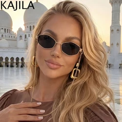 Sexy Small Frame Hexagon Sunglasses Women With Chain 2026 Luxury Brand Designer Punk Sun Glasses For Ladies Shades Gafas De Sol