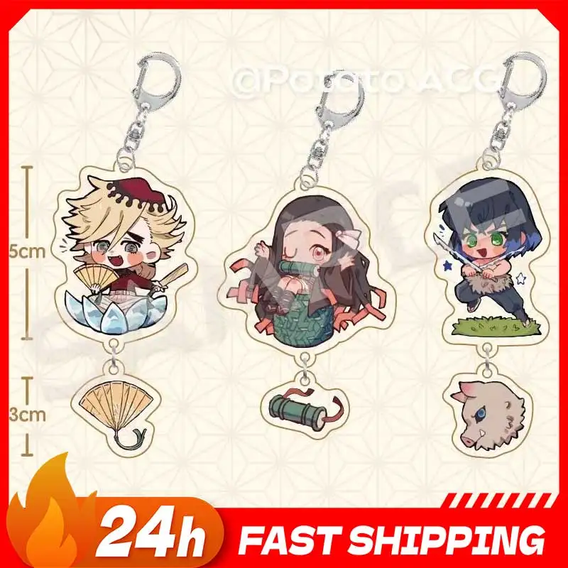 

FOR Blade of Ghost Re-ceration Doma Figure Acrylic Keychain Inosuke Q Acrylic Pendant Cute Obanai Figurine Accessory Toys Gifts