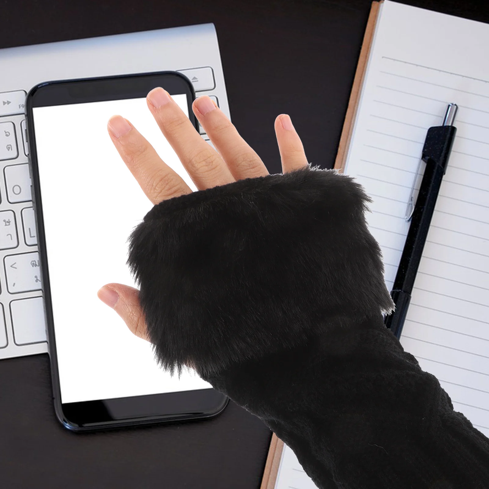 

1Pair Winter Women's Knitted Wrist Cuffs Detachable Short Arm Warmers for Sweater Coat Soft Warm Hand Sleeves Fashionable Faux