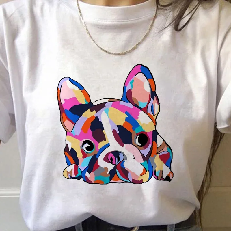 

French Bulldog Kawaii T Shirt Women Harajuku Cute Cartoon T-shirt Summer Plus Size Tshirt Graphic Top Tees Female Tshirt