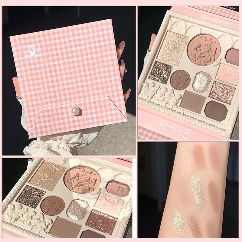 

Cheerflor All-In-One Makeup Palette Eyeshadow Blush Highligher Earth Tones Matte Shimmer Finish Natura Multi-use Makeup 21g