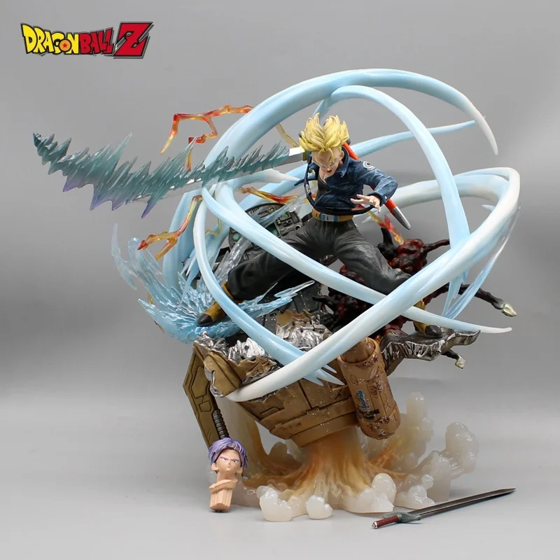 25cm Anime Dragon Ball Z Trunks Action Figure Last Sleep Two Headed Trunks Luminous Pvc Statue Model Desktop Ornamentkids Gift