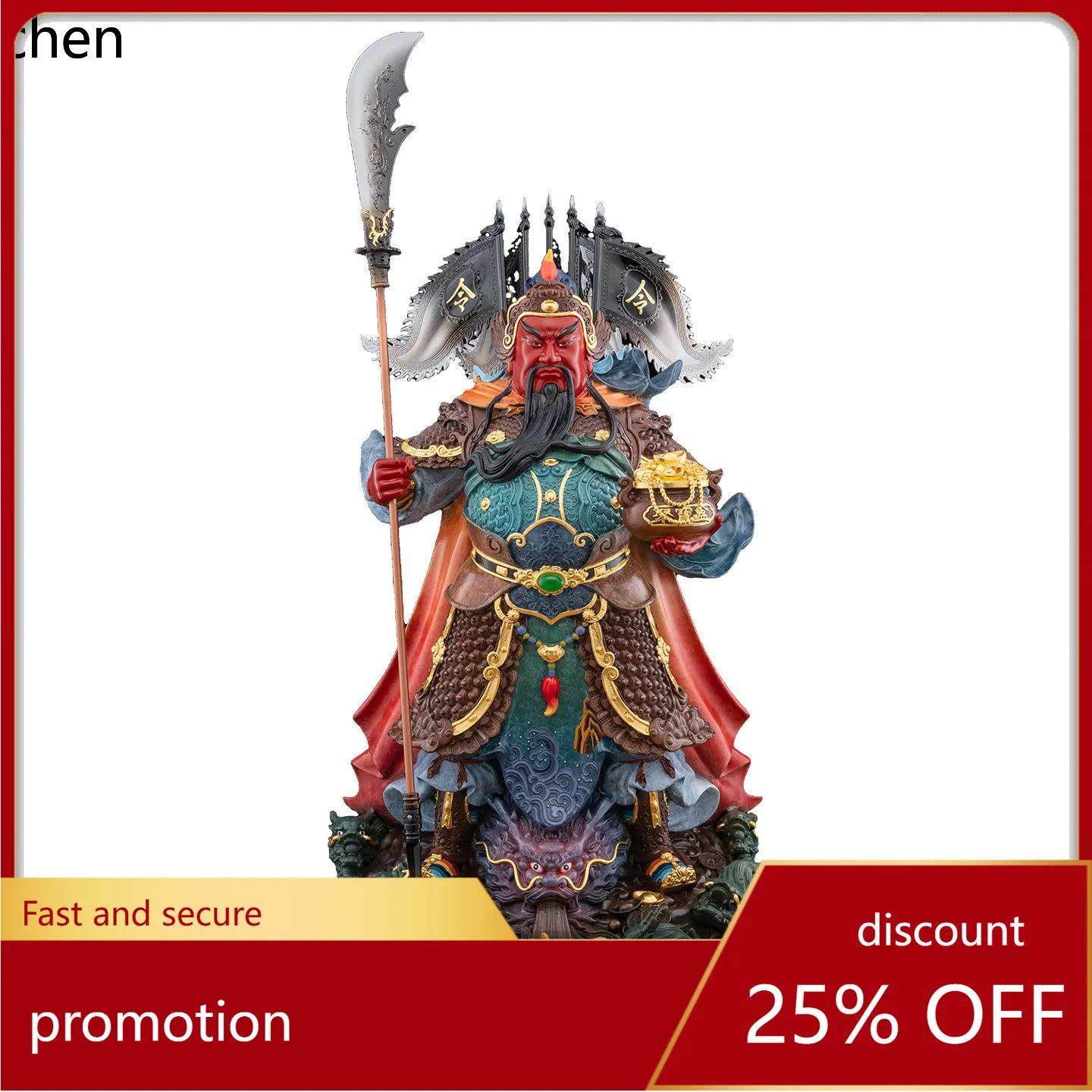 

Cz1 pure copper guan gong statue martial god of wealth bring in wealth and treasure ornaments, worshiping guandi statue