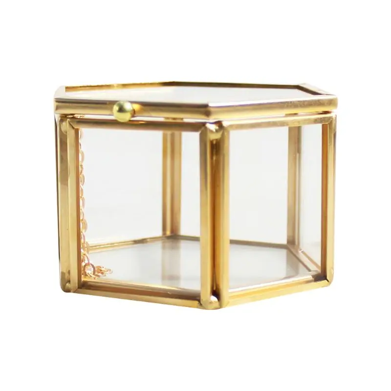 1PC Geometrical Clear Glass Jewelry Box Jewelry Organize Holder Ring Box Necklace Bracelets Earrings Jewelry Accessorie