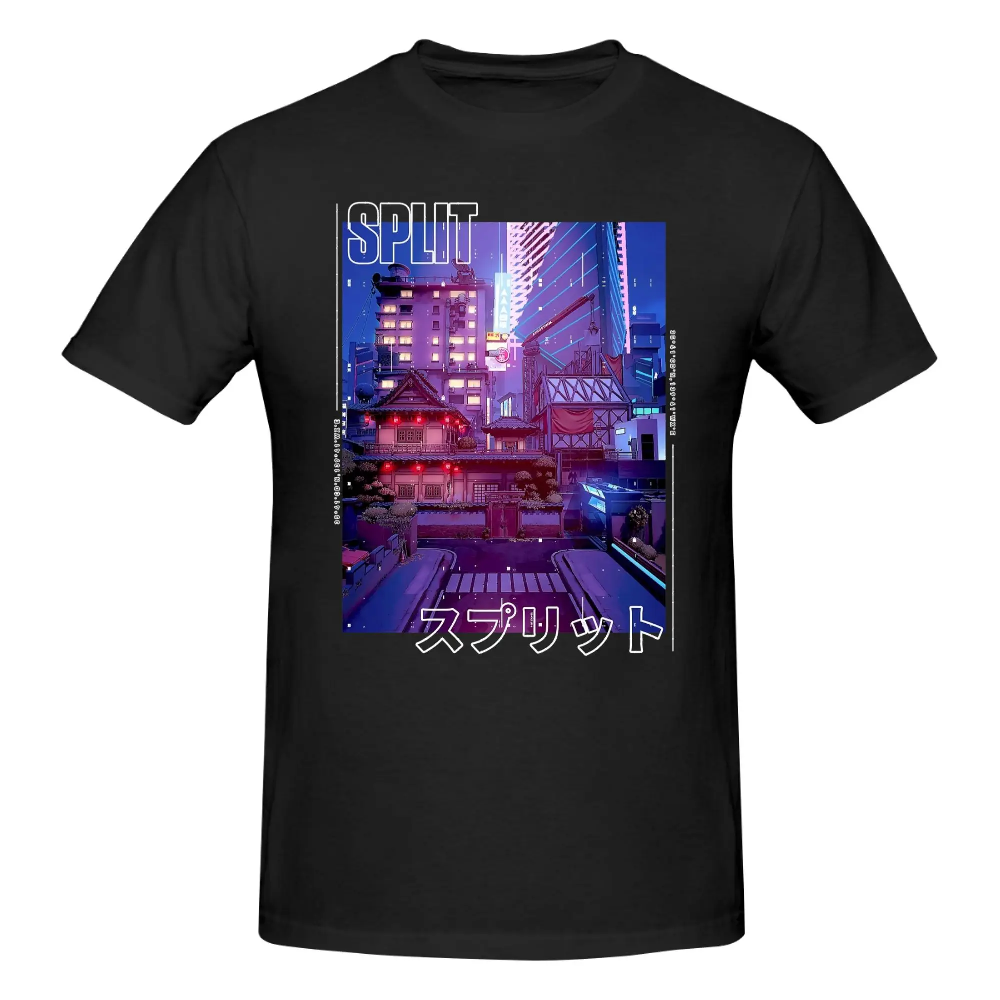 1 Piece Split Map Funny 100% Cotton T-Shirt V-Valorant Stylized FPS Fans Tops Tees For Men