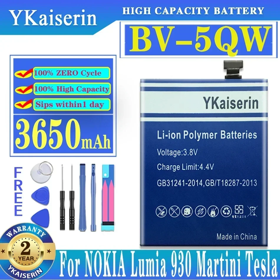

YKaiserin BV-5QW 3650mAh Replacement Battery For Nokia Lumia 930 929 RM927 Lumia930 BV5QW Li-Polymer Batteries + Tools