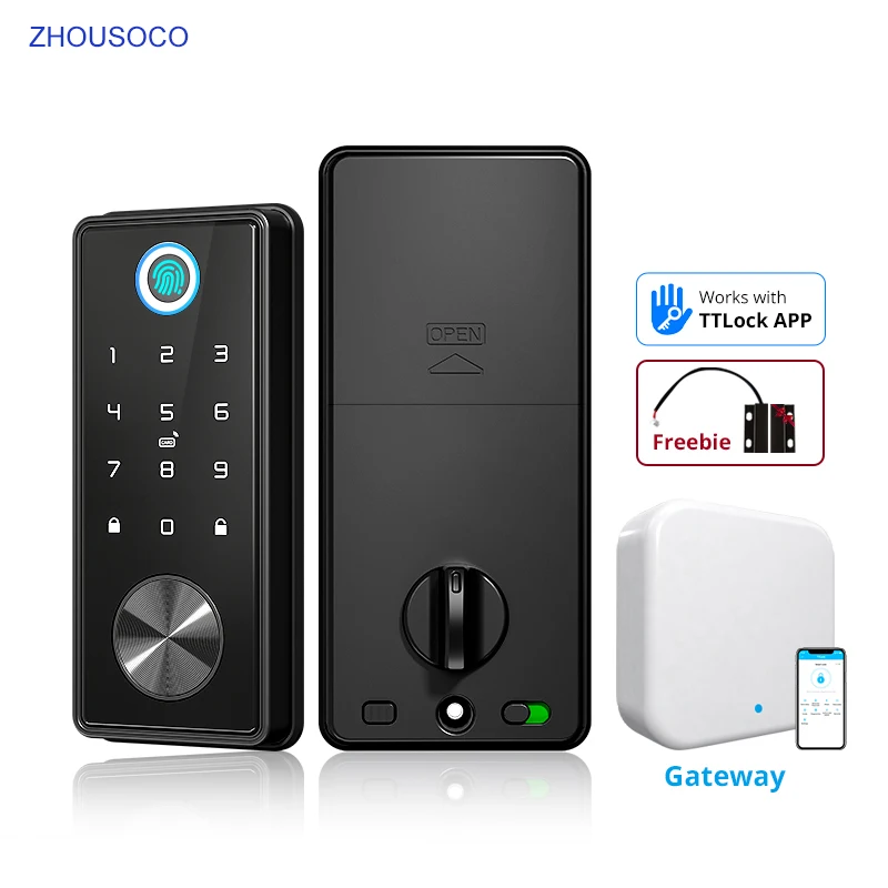 

Smart Door Lock Automatic Electronic Deadbolt Tuya or Ttlock App Fingerprint Password Card Code Keyless Entry Electronic Locks