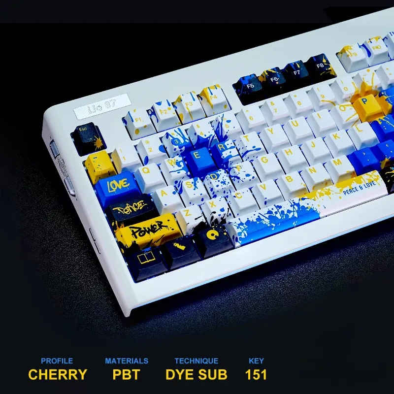 Imagem -03 - Mifuny Peace Heart Tema Keycaps 151 Teclas Pbt Keycap Cherry Profile Key Caps para Teclado Mecânico Personalizado Acessórios para Jogos