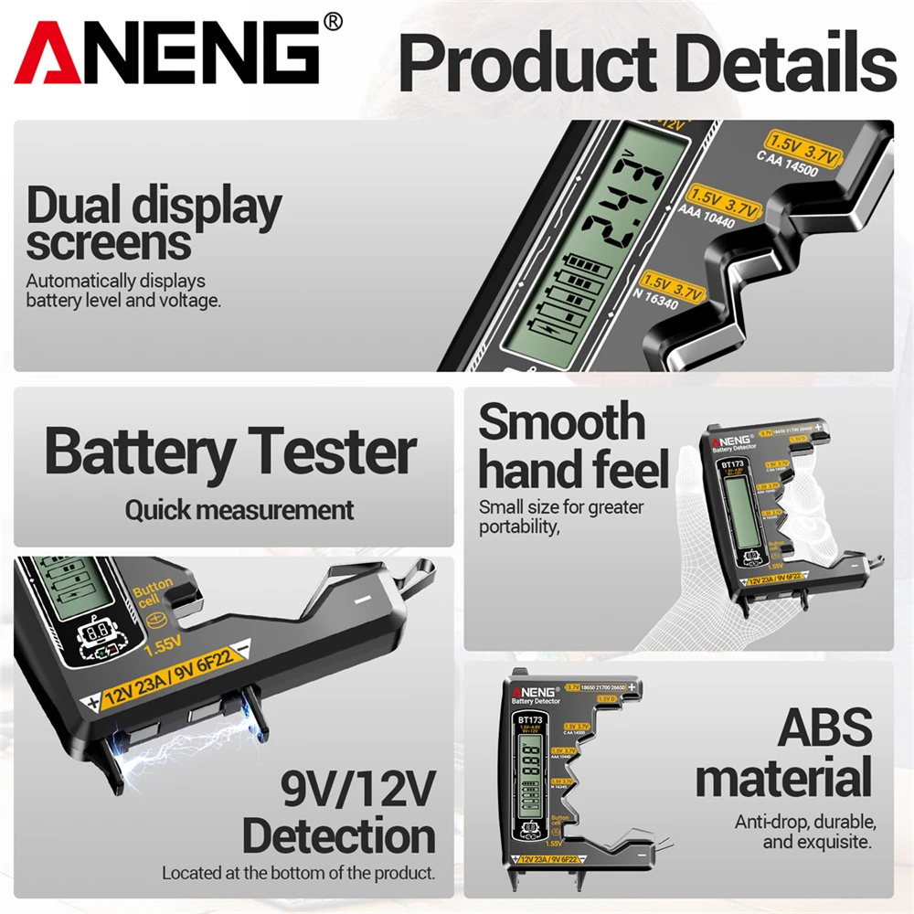 

ANENG Digital Multimeter Display Battery Tester NCV Voltage Induction Detector SZ305+BT173 Professional Electrician test Tools