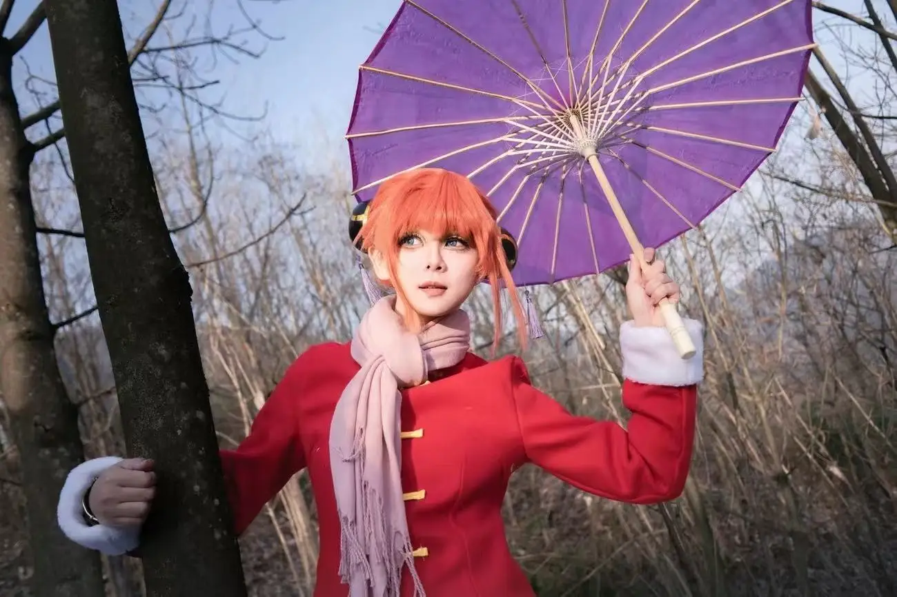 

Cosplay Costume Kagura's Winter Woolen Coat Suitable for Christmas and Halloween