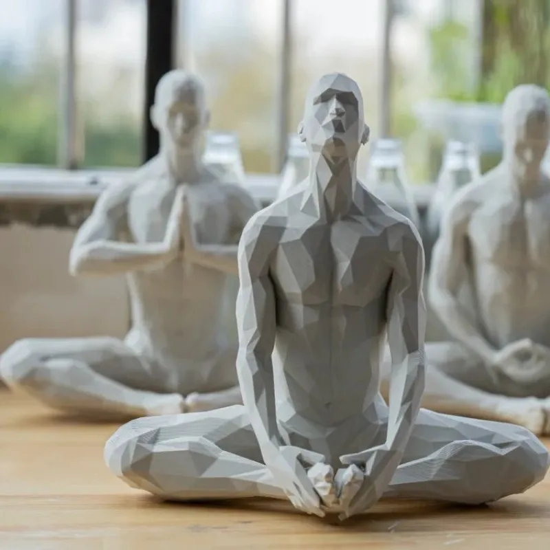 Nordic abstract yoga practitioners statue modern minimalist human sculpture ornament home office desktop art decoration ornament
