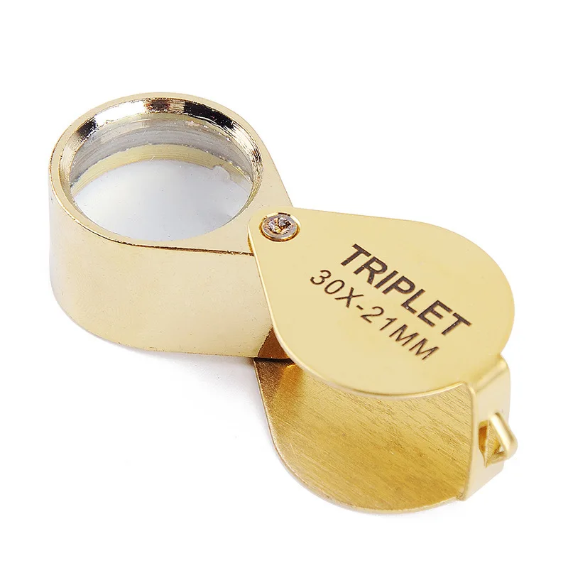

2PCS Portable handheld gold metal high-power folding jewelry identification magnifying glass HMY