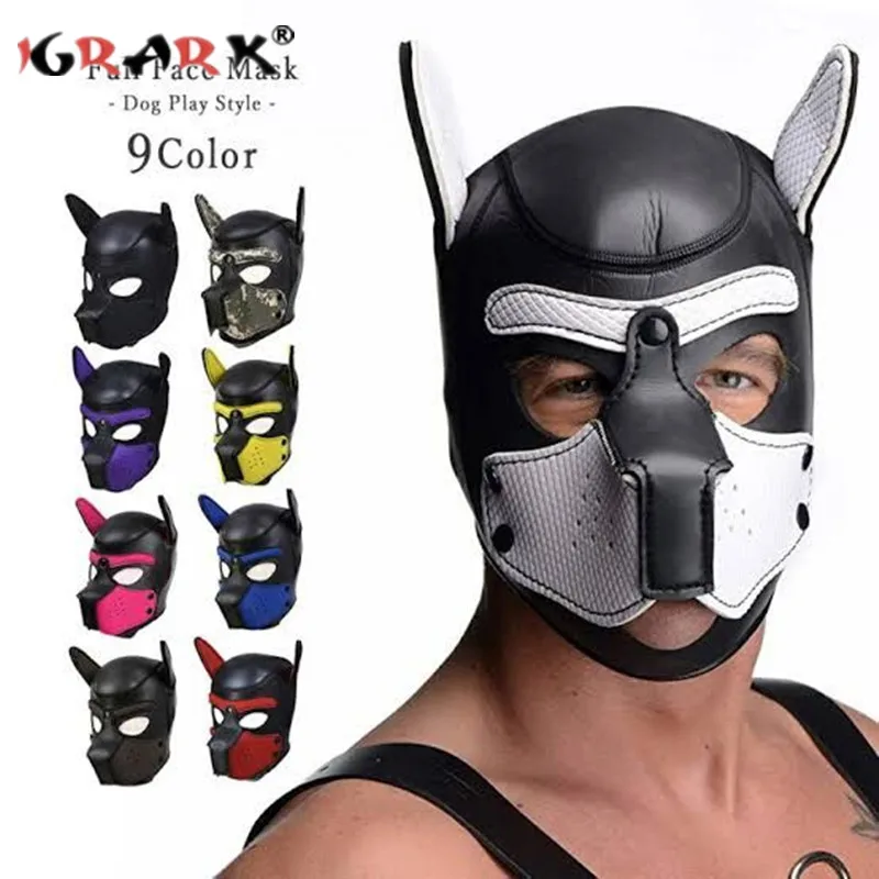 Couples SM Puppy Play Dog Hood Mask Sofa Face Mask Sex Toy For Men Women Bdsm Head Bondage Pet Roleplay Mask Fetish Adult Toys