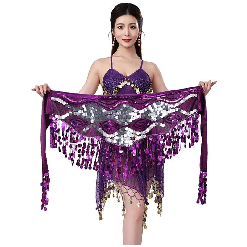 

Пояс для танца живота, костюмы с блестками и кисточками, набедренный шарф для танца живота для женщин, ремни для танца живота, пояс для сценического танца