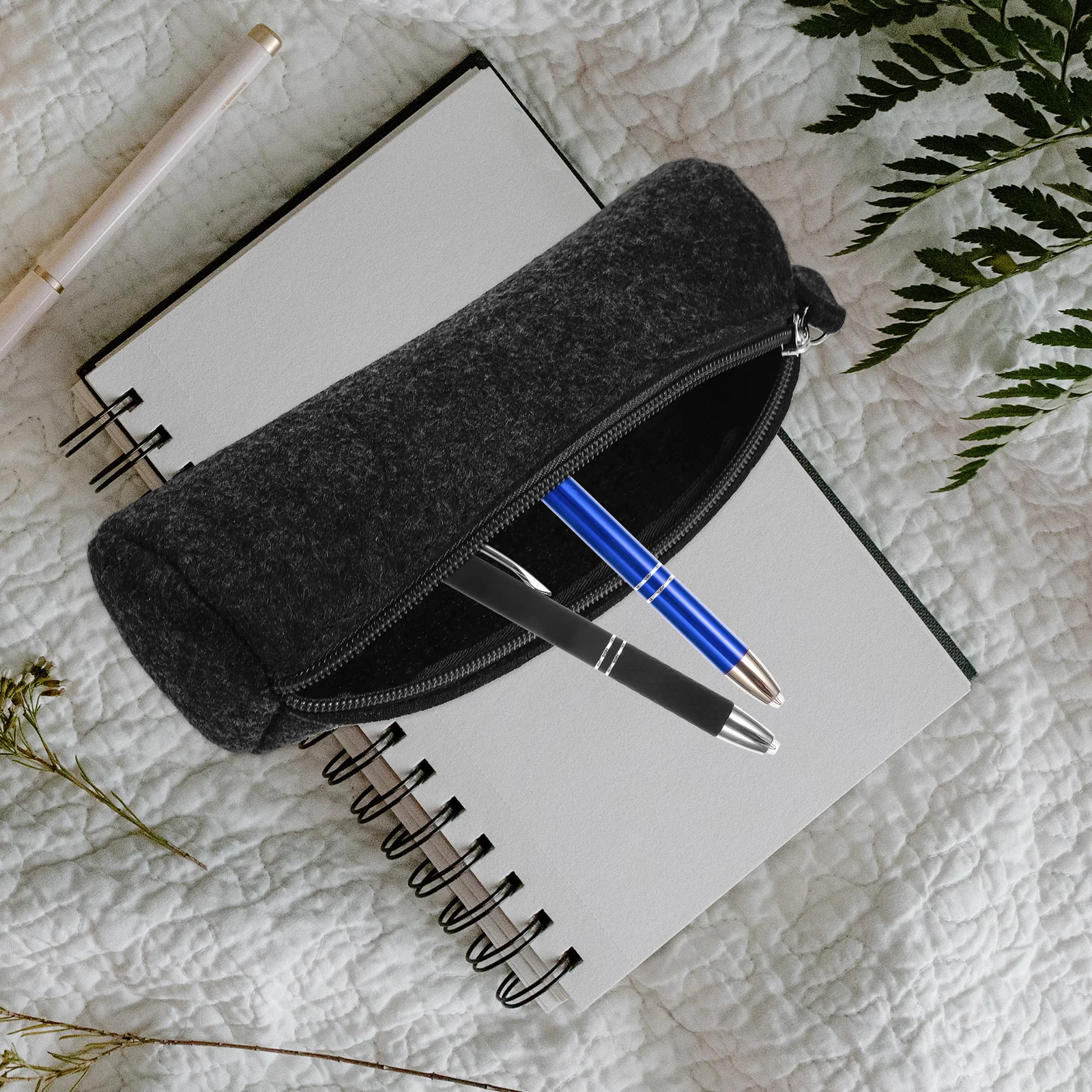 

4 Pcs Pencil Case Stationery Pouch Felt Bags Box Large Capacity Zipper Aluminum Alloy Student