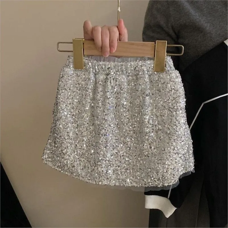 2024 New Summer Girls Kids TuTu Cute Mini Sequins skirt Casual Comfortable Baby Clothes Children Clothing