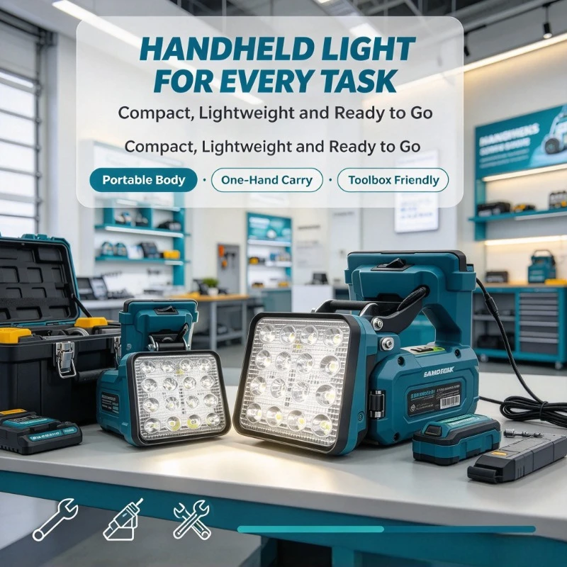 Cordless LED Work Light for18V Li-ion Battery FloodLight With 2 USB Portable LED Flashlight for Construction Work Light