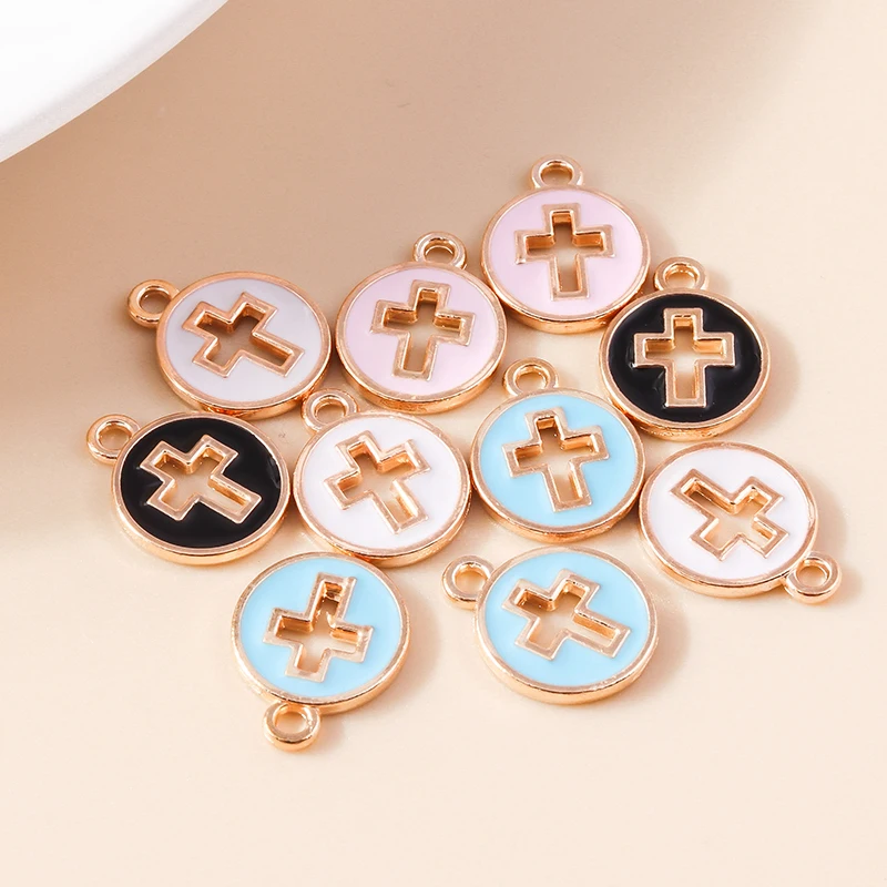 10 Stück 11x14mm Niedliche Emaille-Kreuz-Anhänger für Ohrringe, Halsketten, Armbänder, DIY-Handarbeiten, Schmuckherstellung, Zubehör – Detail 3