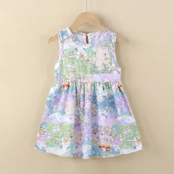 2025 Girls Summer Dresses Infant Cute Graffiti Printed Dresses Kids Vest Dresses 3-4-5-6-7Y Trend