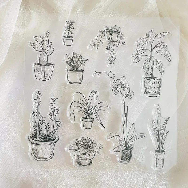 flower cactus Clear Stamp Transparent Silicone Stamp Seal Sheet For Scrapbooking Photo Album Decoration