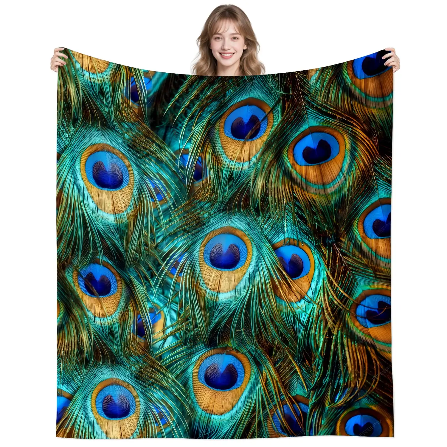 Peacock Blanket Animal Peacock Themed Decor Soft Plush Stuff Flannel Bedding Gifts for Men Women Lovers Adults