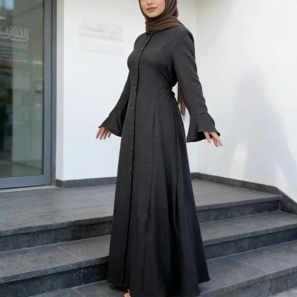 ramadan Morocco Dress Muslim Women Abaya Prayer Front Button Long Robe India Abayas Dubai Turkey Longue Vestidos Largos