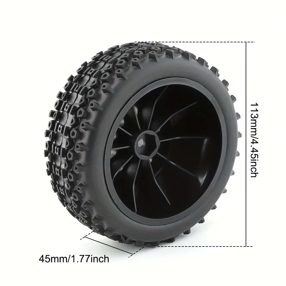 GLOBACT RC สั้นยางรถบรรทุก All Terrain สําหรับ 1/10 TRAXXAS Slash 4X4 HuanQi 727 ARRMA SENTON 3S Losi Ford Raptor Baja Rey (สีดํา)