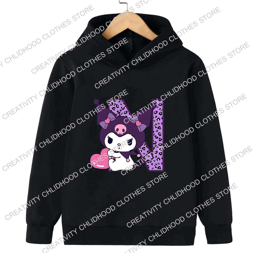 Kuromis Letter A B C Children Hoodies Name Combination Sweatshirt Kawaii Pullover Anime Cartoons Casual Clothes Girl Boy Kid Top