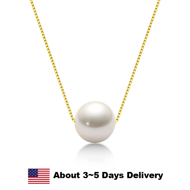 

White Natural Freshwater Pearl Necklace 8-8.5mm for Women 100% 925 Sterling Silver Pendant Necklace Wedding Jewelry Accessories