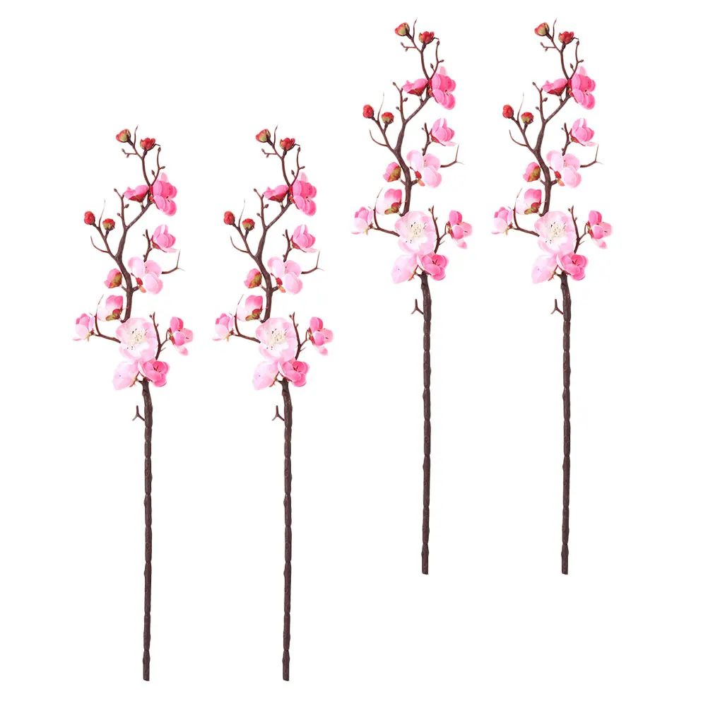 

4pcs White Simulation Plum Blossom Faux Flowers Artificial Decor Home nament Silk Material Living Room Wedding Party