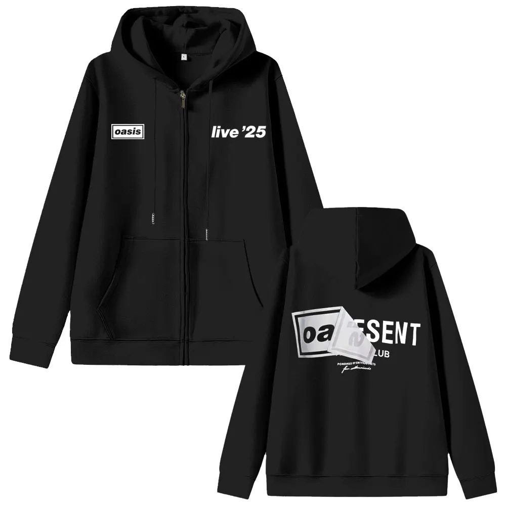 

Rock Band O-Oasis Live 25 World Tour Zipper Hoodie Men Women Vintage Oversized Zip Up Jacket Man Gothic Casual Zip Up Sweatshirt